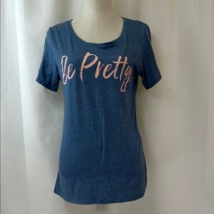 Cheekys 'Be Pretty' Blue Women's Short Sleeve Tee Size Large